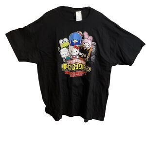 My Hero Academia Hello Kitty & Friends T Shirt size 2XL Adult Black Graphic